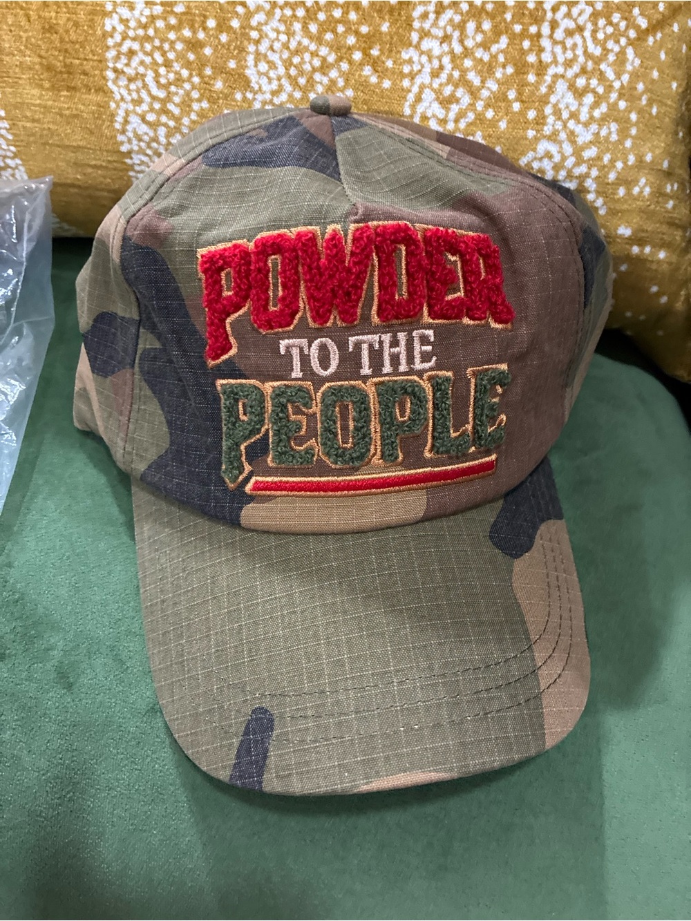 SABBI Camo 'Powder to the People' Embroidered Baseball Cap - Green